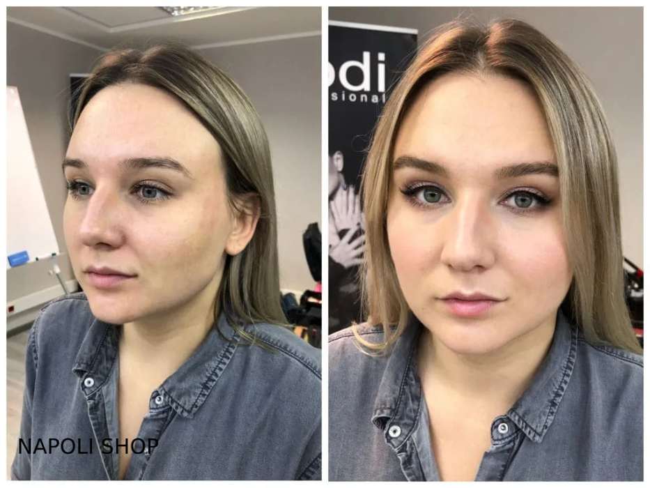 مقایسه یک آرایش لایت زیبا، قبل و بعد