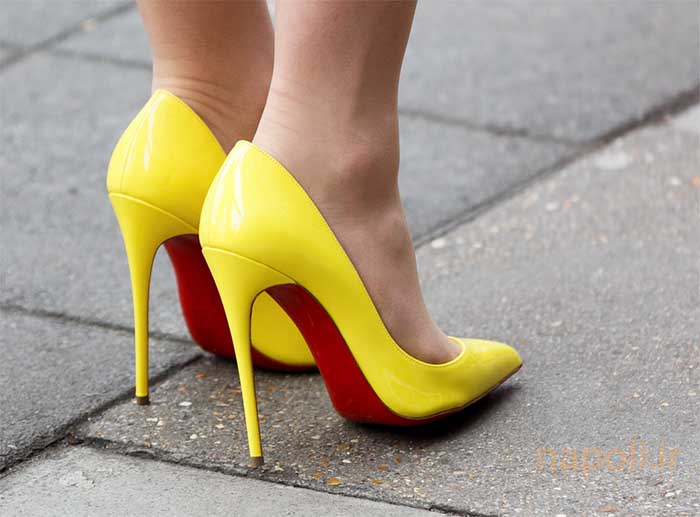 کفش پاشنه بلند زرد رنگ