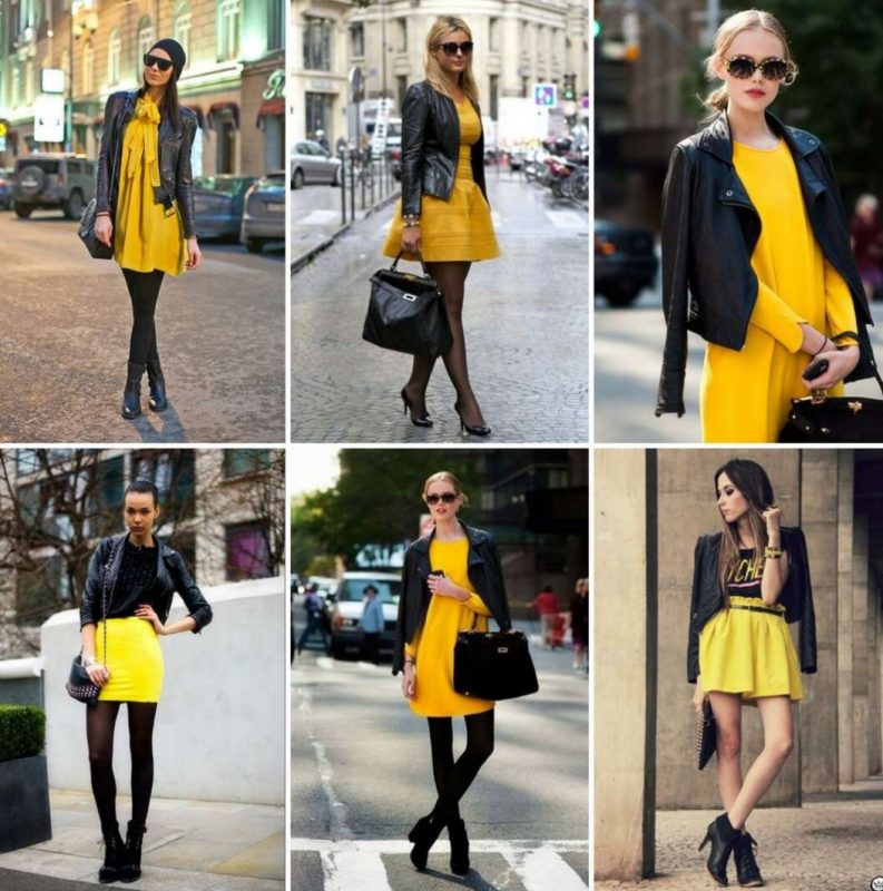 ست لباس مشکی با رنگ زرد و خردلی